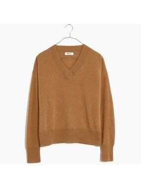 Madewell 100% Cashmere V-Neck Sweater M Boxy Dropped Shoulders Quiet Luxury